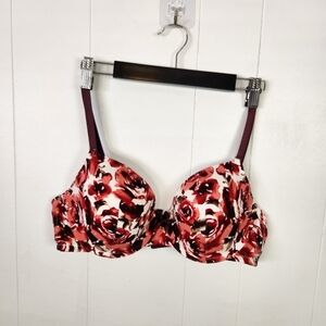 Soma Padded Underwire T-Shirt Bra Red Roses Lingerie Size 36D